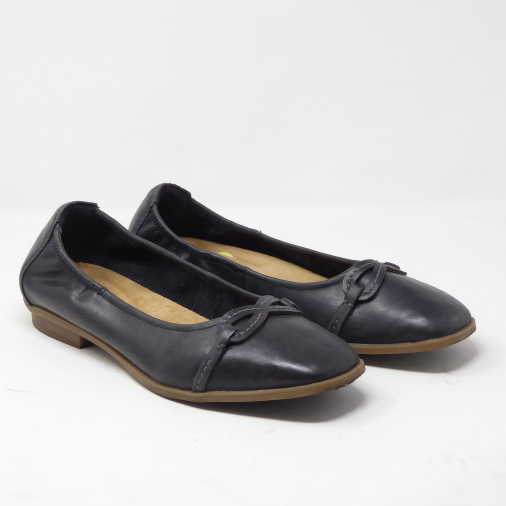 Clarks Lyrical Rhyme Womens Leather Ballet Flats Black Size 8M Bow Accent